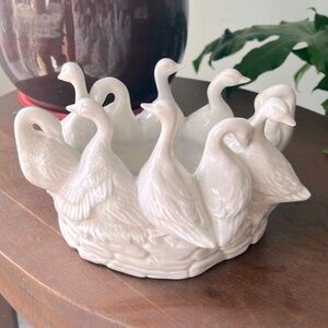 Vintage Gaggle Of 10 Geese Planter